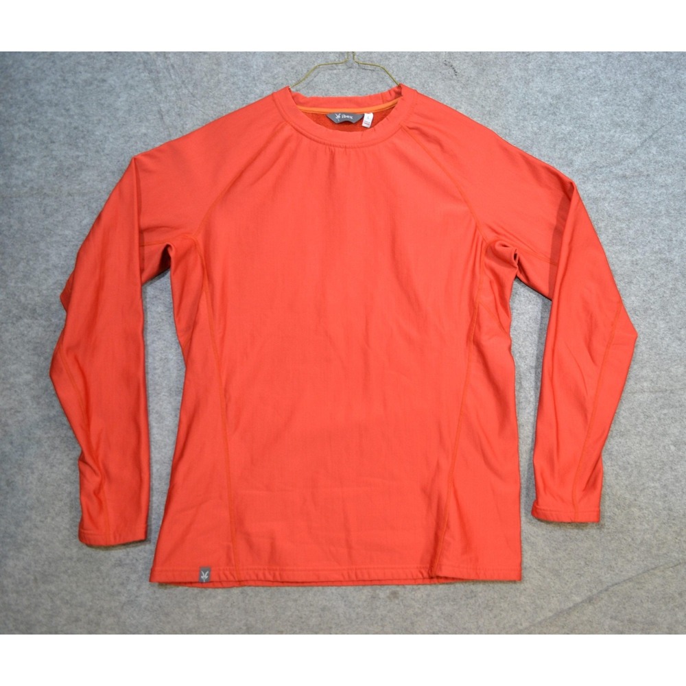 Ibex Sweater Mens Large Red Long Sleeve Fleece Merino Wool Base Layer Crew Top